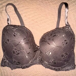Elegant Lace Women's padded Bra grey-brown. Size 36DD